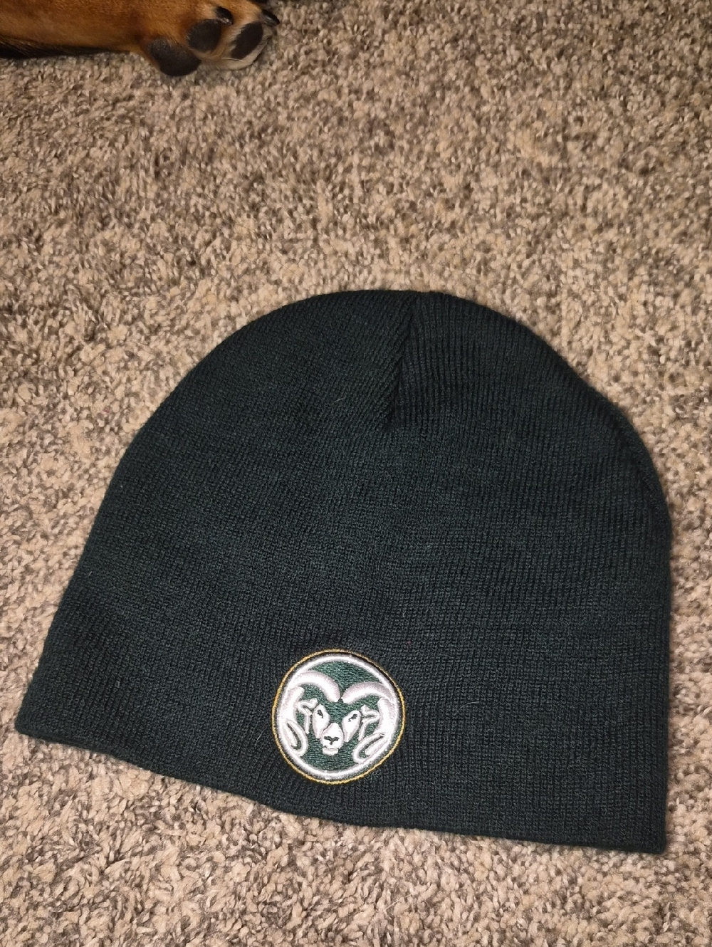Rams Logo Green Beanie Hat - Men's Winter Knit Cap